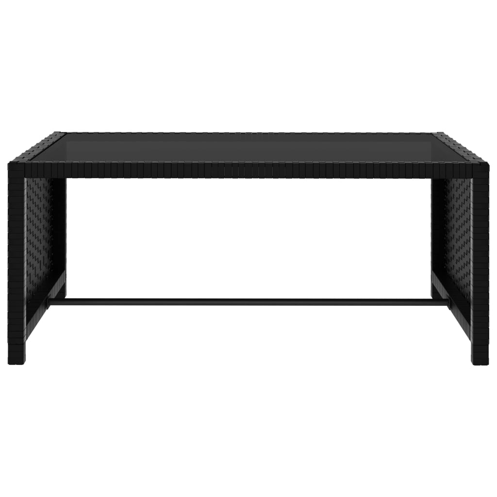 Sun loungers with table, 2 pcs., black, poly rattan