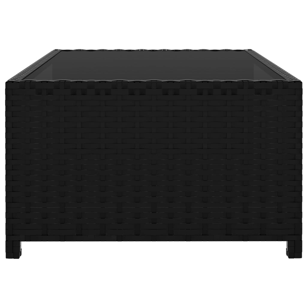 Sun loungers with table, 2 pcs., black, poly rattan