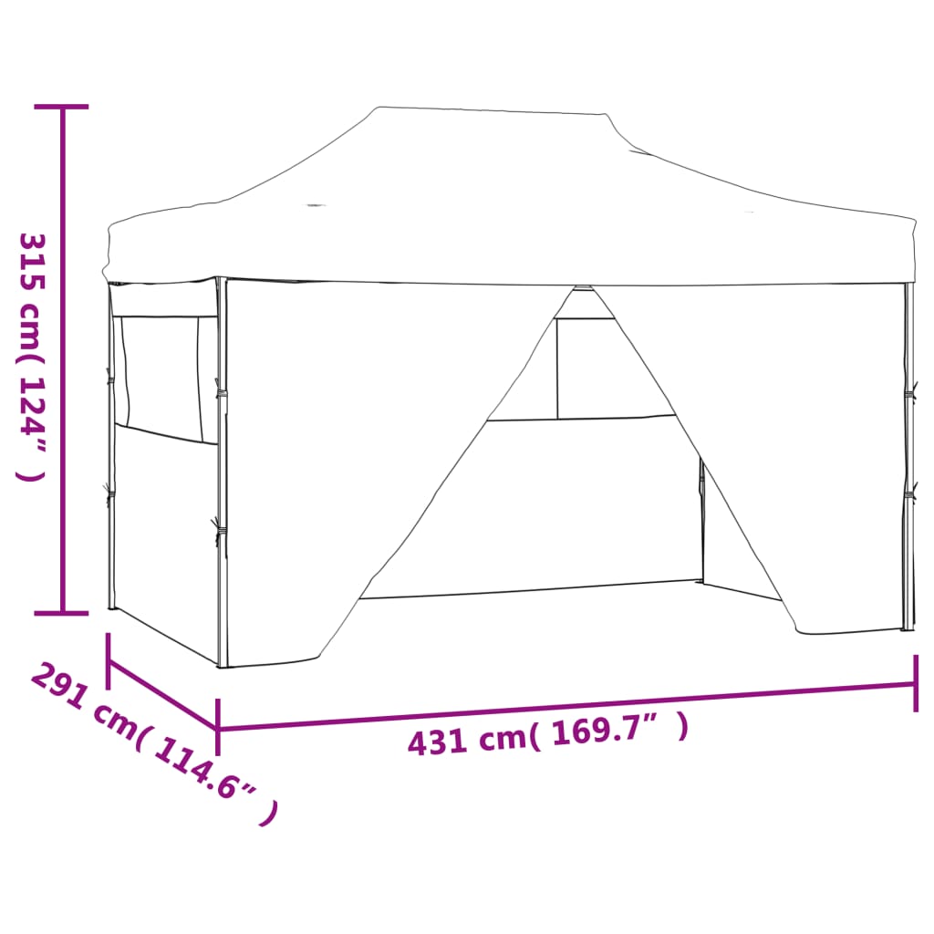 Išskleidžiama proginė palapinė su 4 sienomis, balta, 3x4,5m
