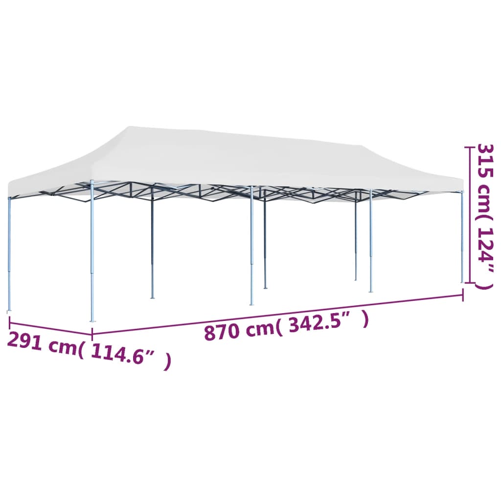 Išskleidžiama proginė palapinė, baltos spalvos, 3x9 m