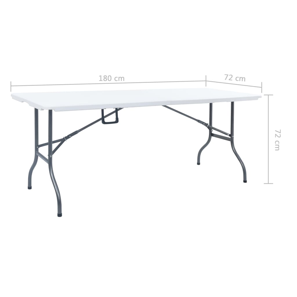 Folding garden table, white, 180x72x72cm, HDPE