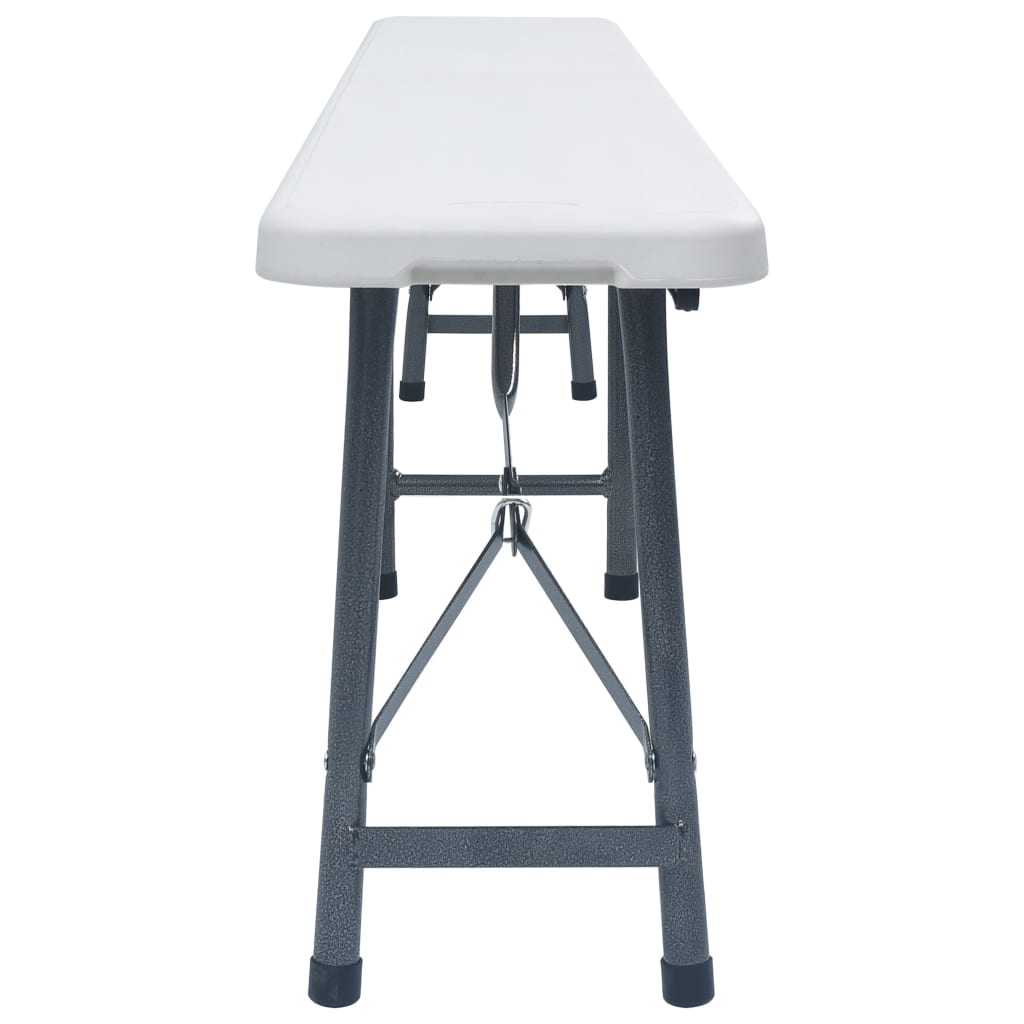 Sulankstomi sodo suoliukai, 2vnt., baltos spalvos, 180cm, HDPE