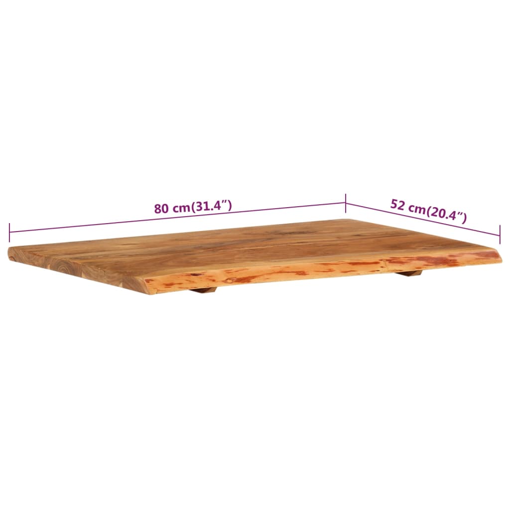 Bathroom cabinet countertop, 80x52x2.5cm, solid acacia