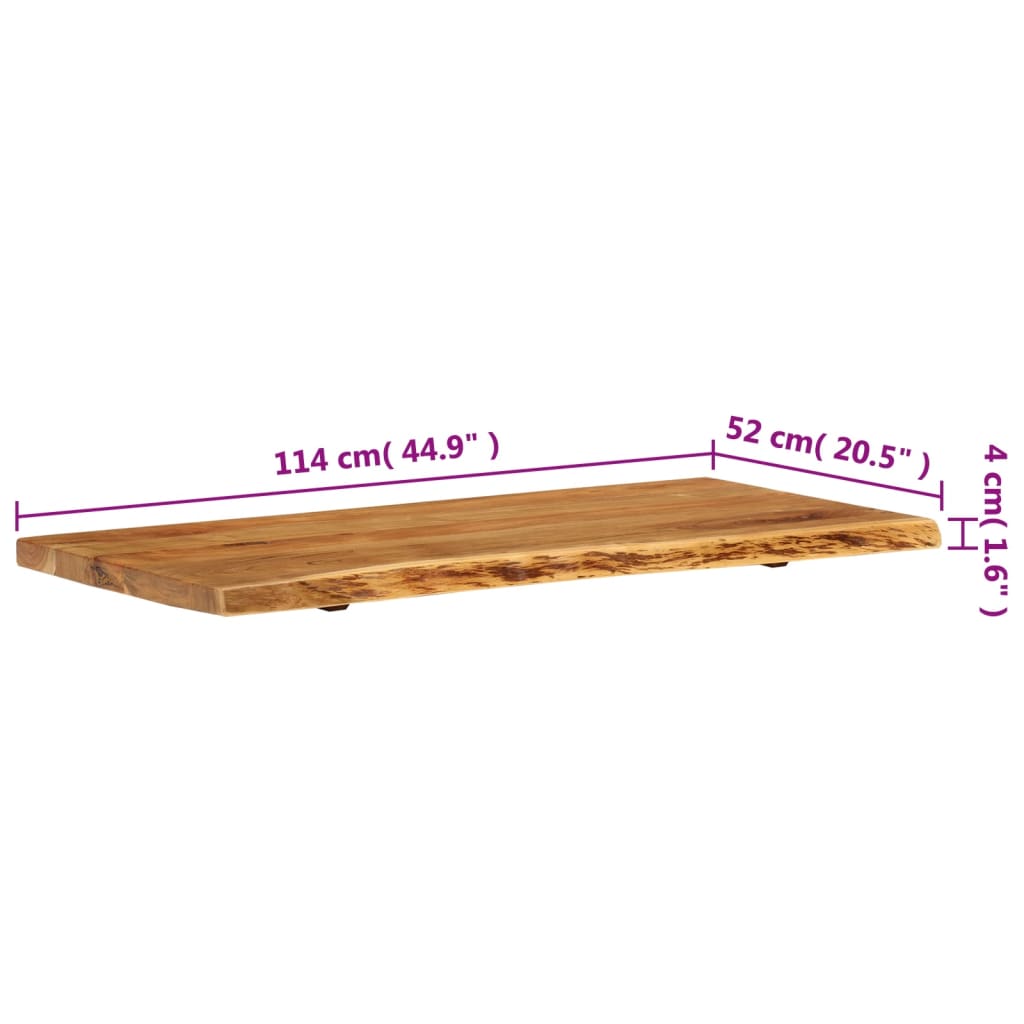 Bathroom cabinet top, 114x52x4 cm, solid acacia