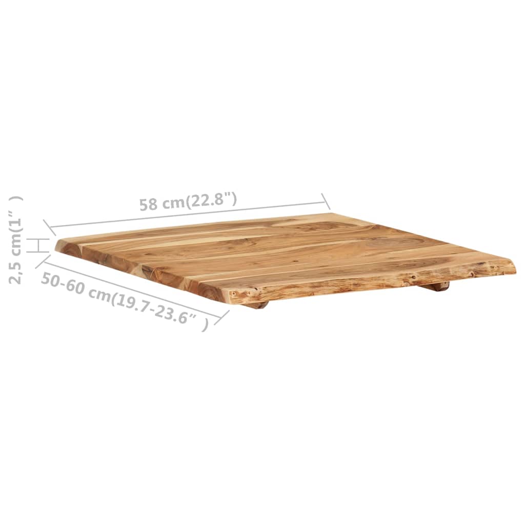 Worktop, 58x(50-60)x2.5cm, solid acacia wood