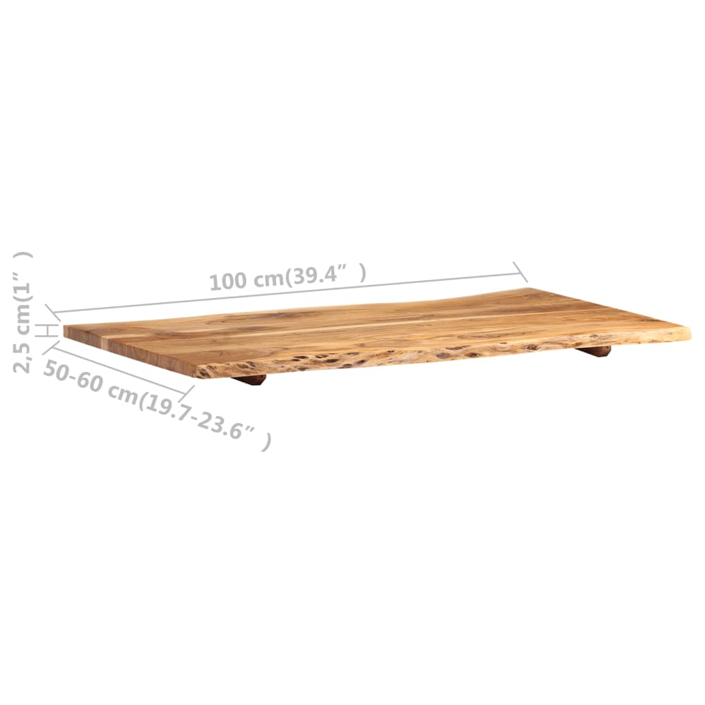 Tabletop, 100x(50-60)x2.5cm, solid acacia wood