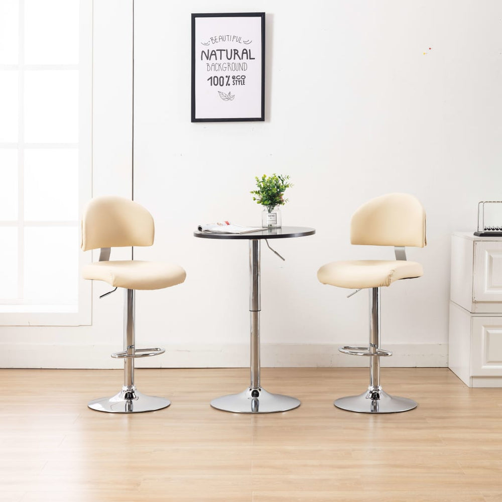 Bar stools, 2 pcs, cream, artificial leather
