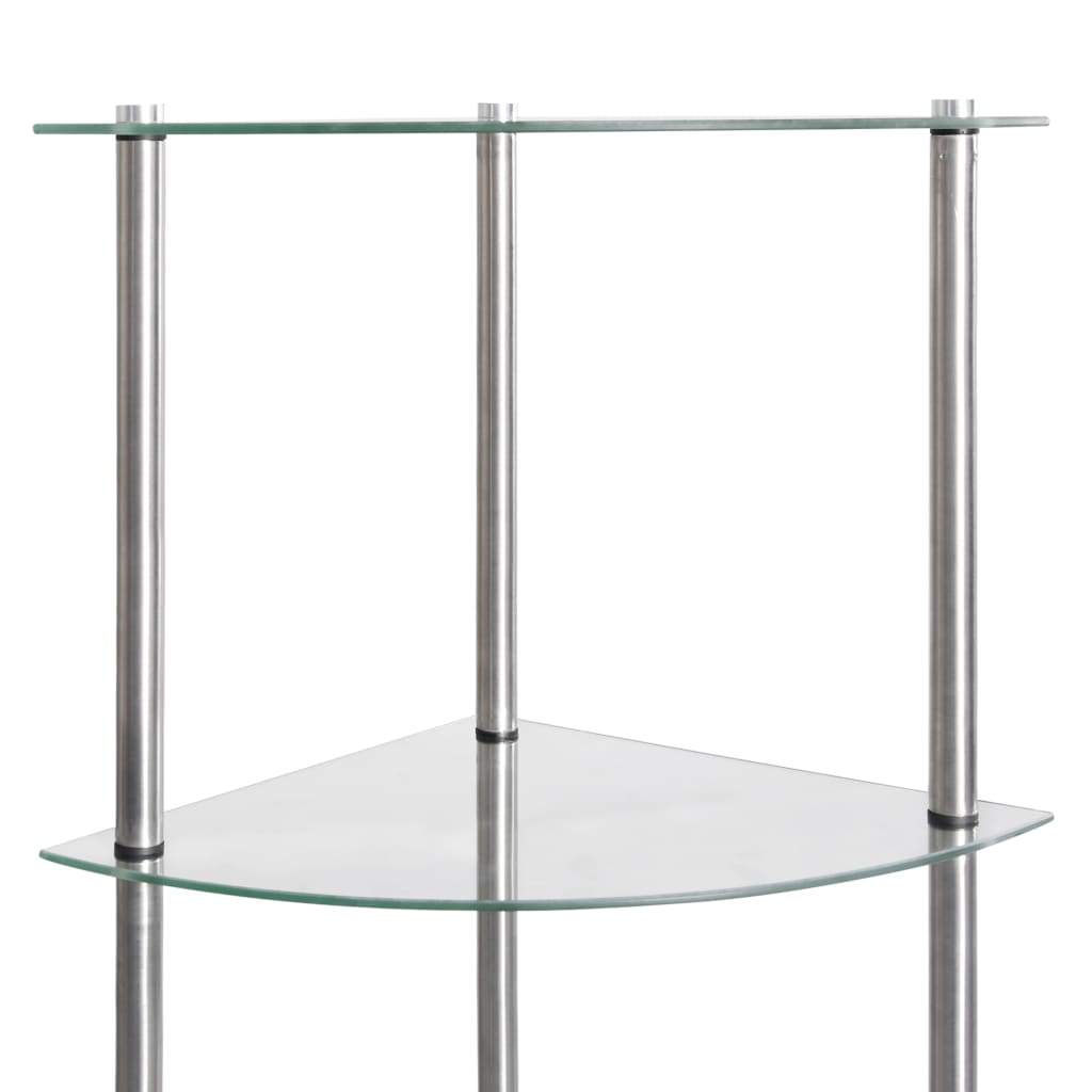 Shelf, 6-tier, transparent, 30x30x160cm, tempered glass