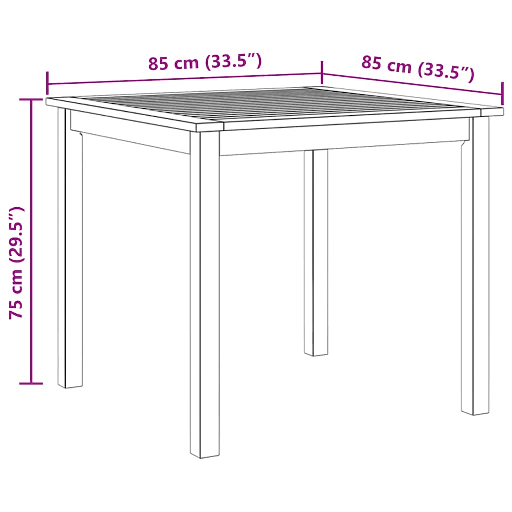 Sodo stalas, 85x85x74cm, akacijos medienos masyvas