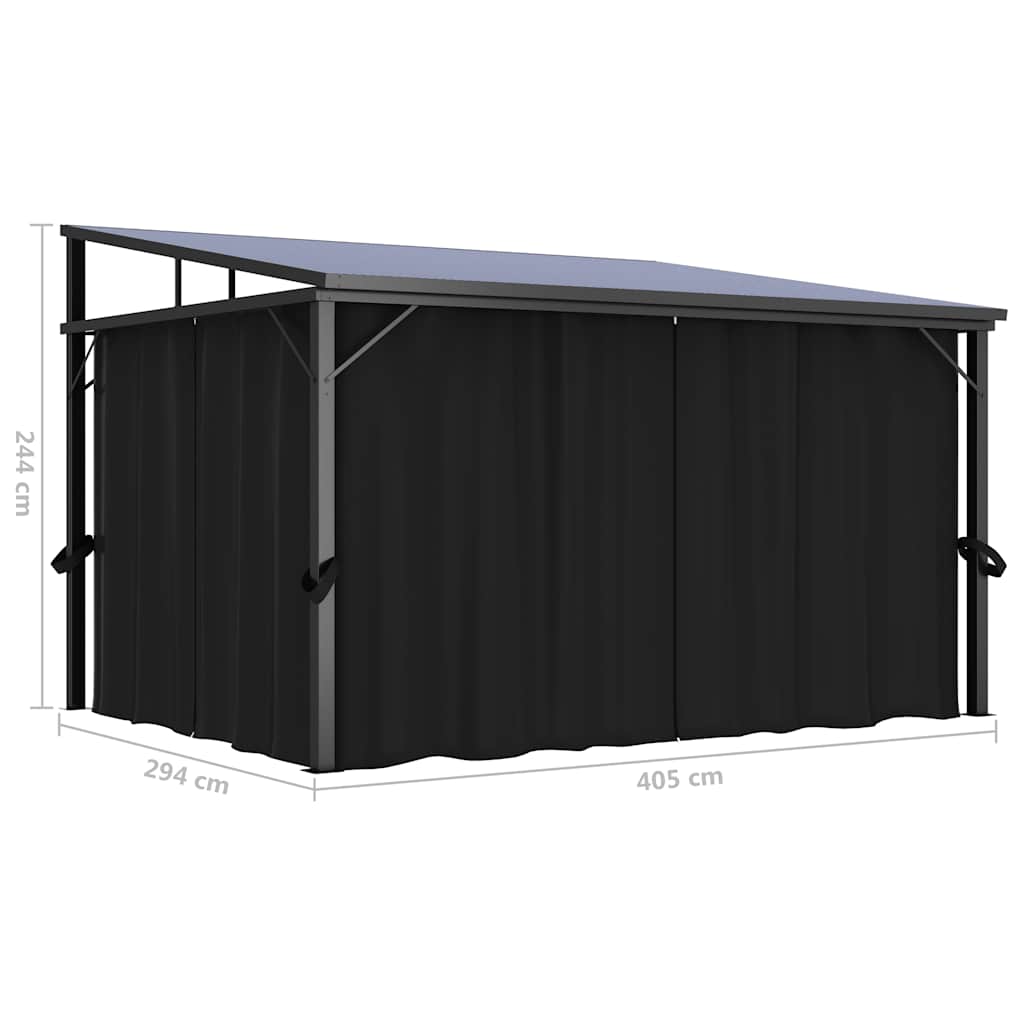 XERO Gazebo with curtains, anthracite, 405x294cm