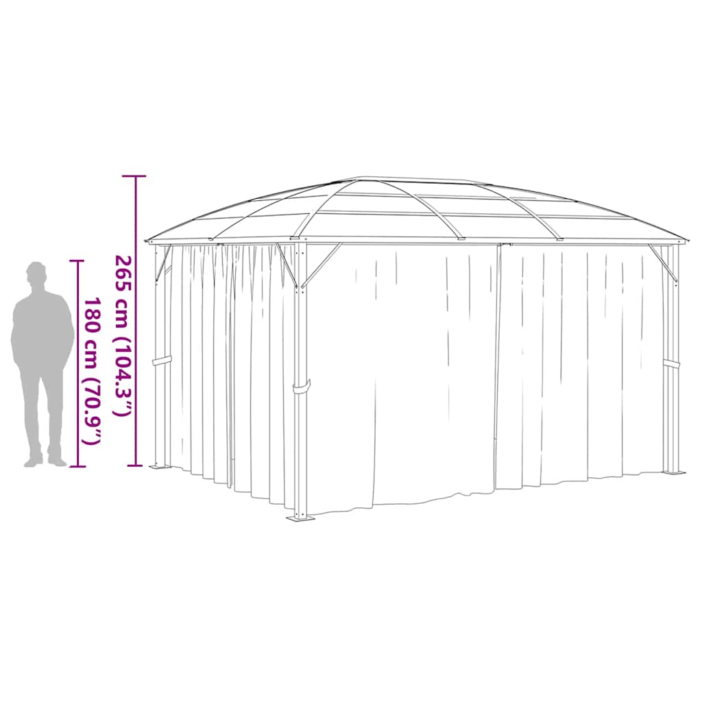 XERO gazebo with curtains, anthracite, 400x300cm