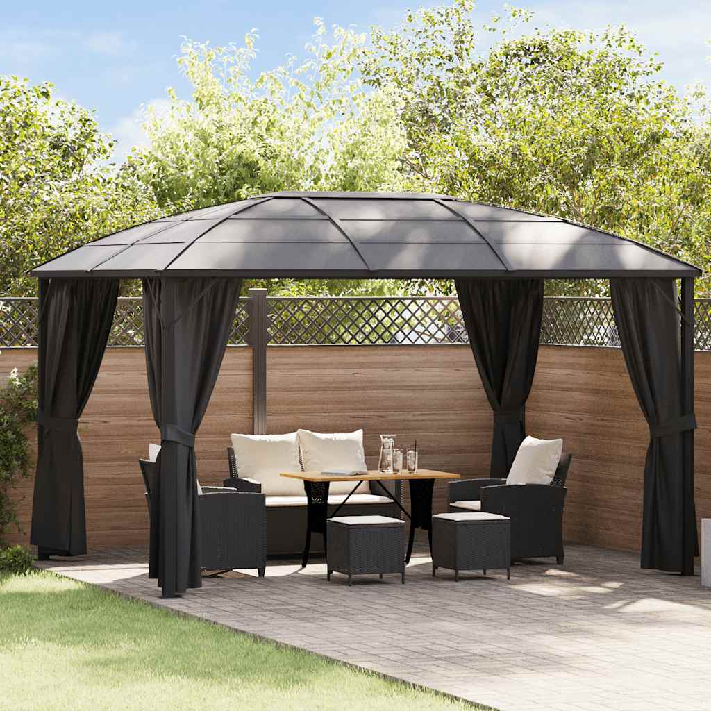 XERO gazebo with curtains, anthracite, 400x300cm