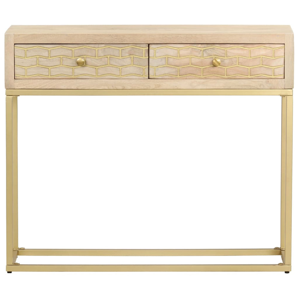Konsolinis staliukas, auksinis, 90x30x75cm, mango masyvas