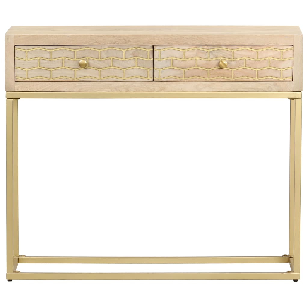 Konsolinis staliukas, auksinis, 90x30x75cm, mango masyvas