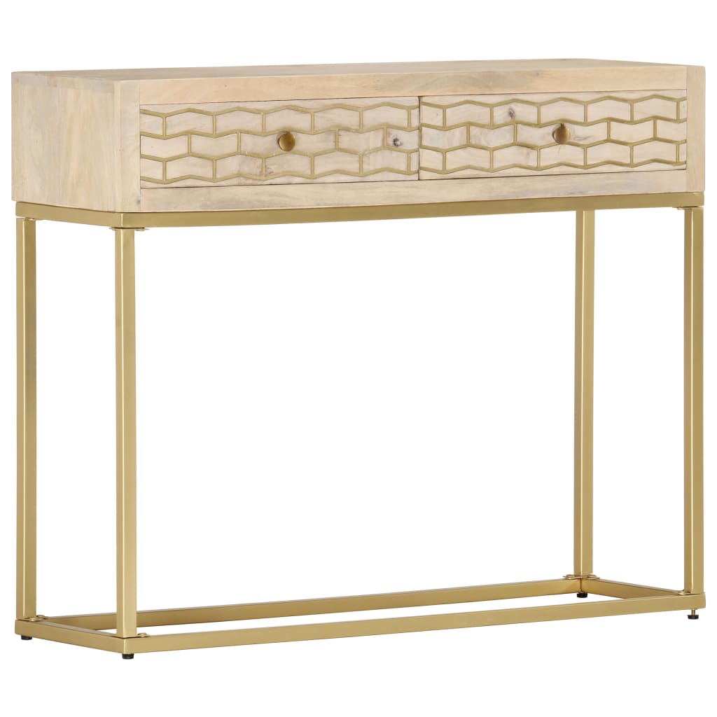 Konsolinis staliukas, auksinis, 90x30x75cm, mango masyvas