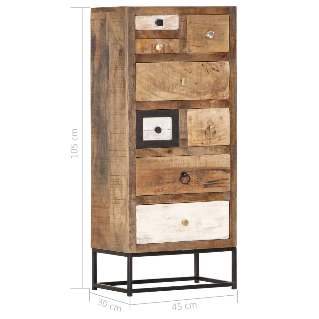Cabinet with drawers, 45x30x105cm, solid recycled wood