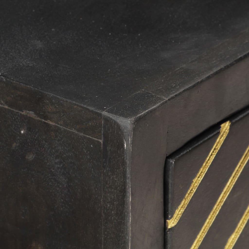 Console table, black/gold, 90x30x75cm, solid mango wood