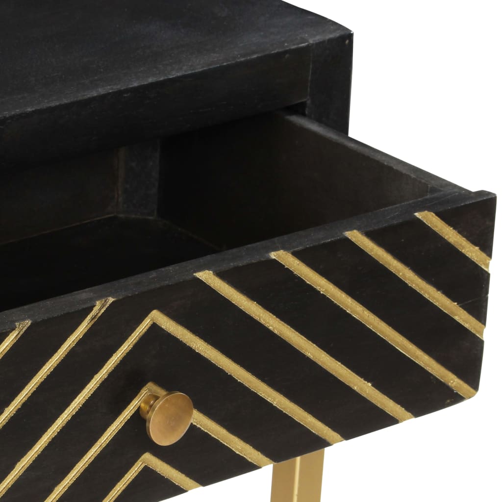 Console table, black/gold, 90x30x75cm, solid mango wood