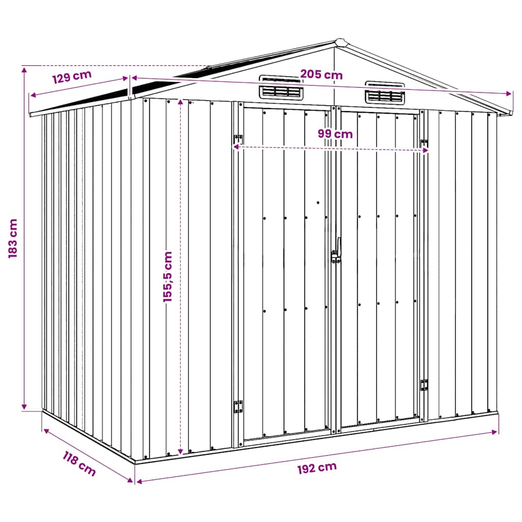 Shed CALDWELL, anthracite, 205x129cm