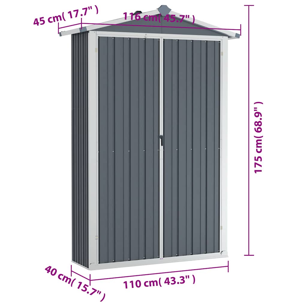 CALDWELL shed, grey, 116x45cm