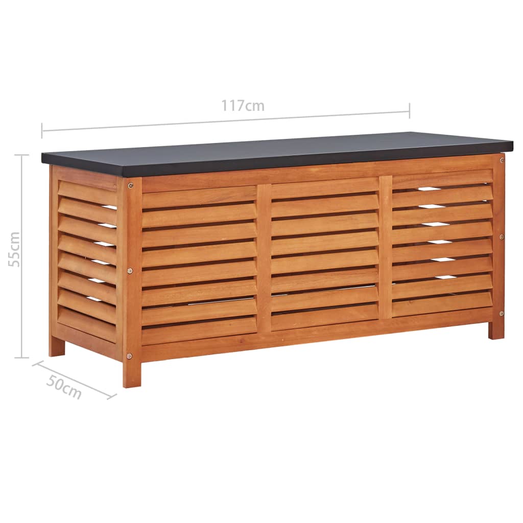 Garden storage box, 117x50x55cm, solid eucalyptus wood