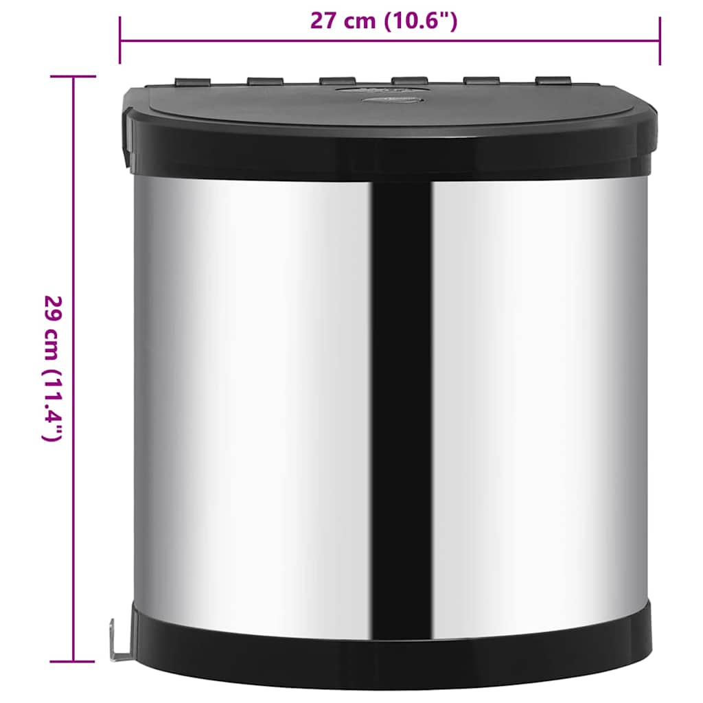 Įmontuojama virtuvės šiukšliadėžė, nerūdijantis plienas, 8l