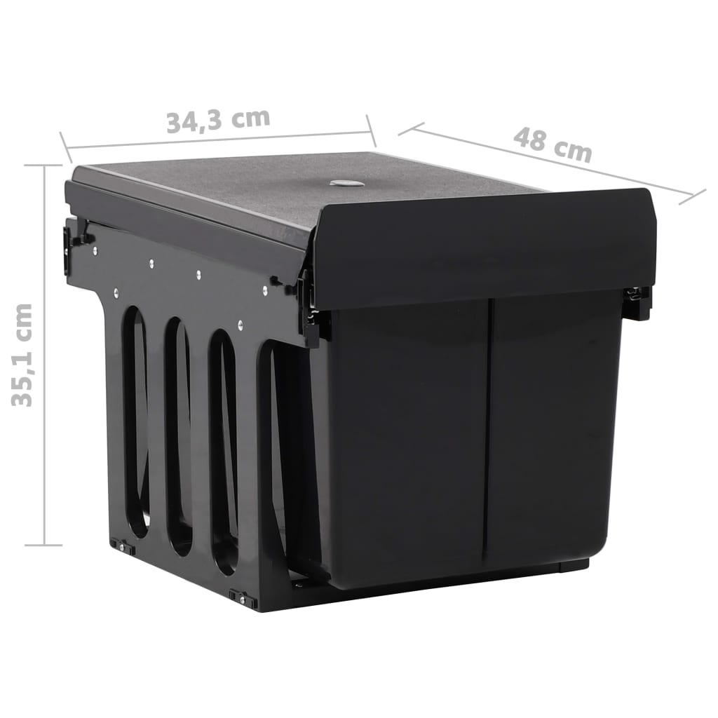 Ištraukiama virtuvės spintelės šiukšliadėžė, 48l, soft-close