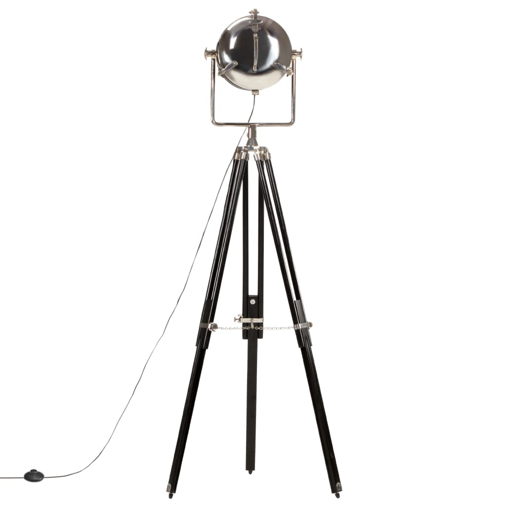 Trīskāju stāvlampa, melna, 171 cm, mango masīvkoks