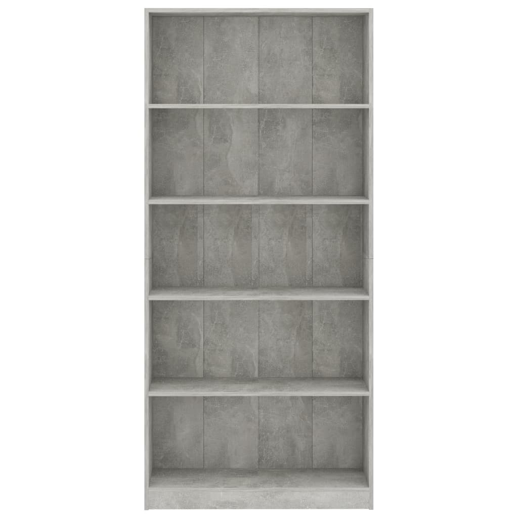 Spintelė knygoms, 5 aukštų, betono, 80x24x175cm, mediena