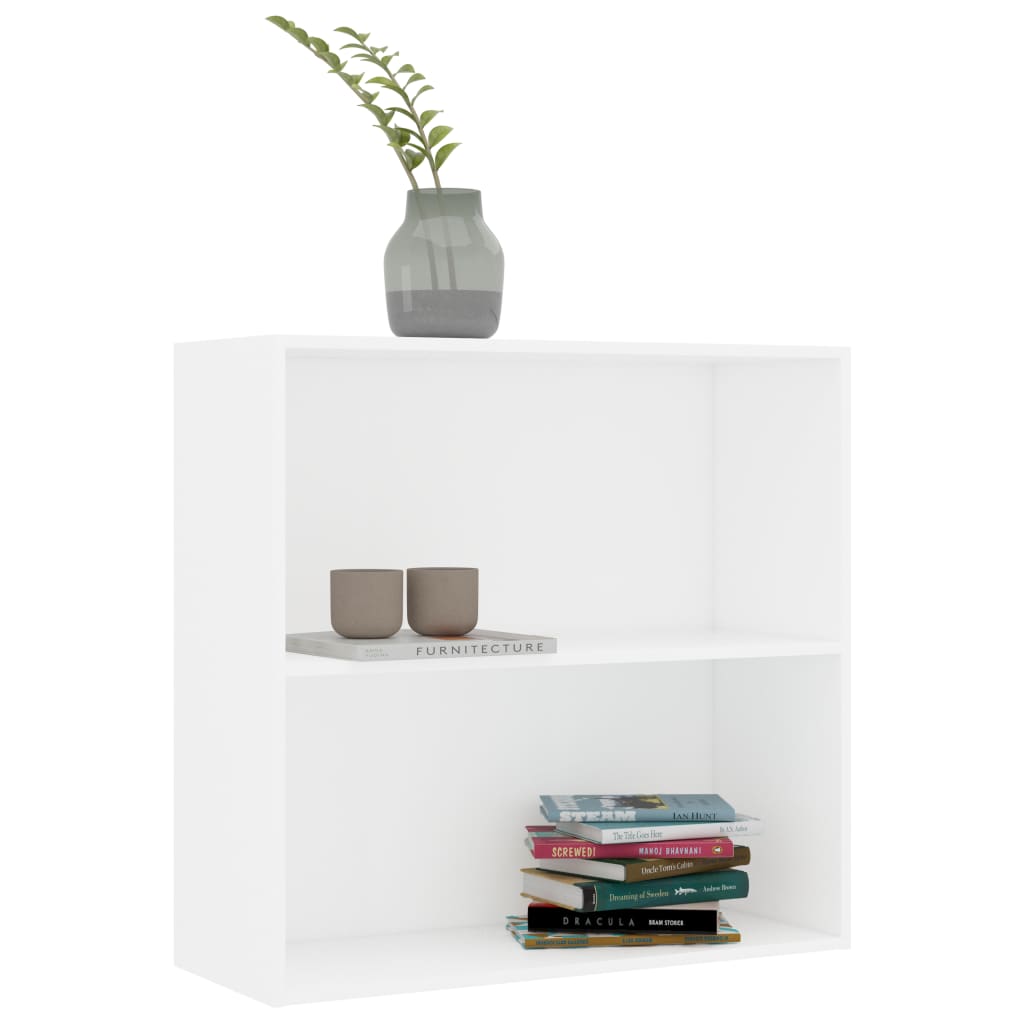 Bookcase, 2 shelves, white, 80x30x76.5cm, wood