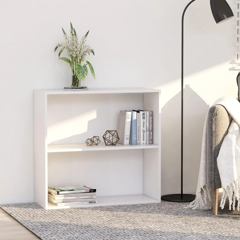Bookcase, 2 shelves, white, 80x30x76.5cm, wood