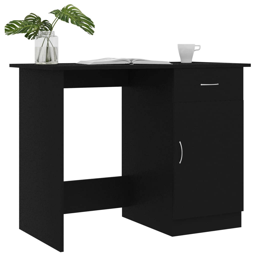 Desk, black, 100x50x76cm, engineered wood