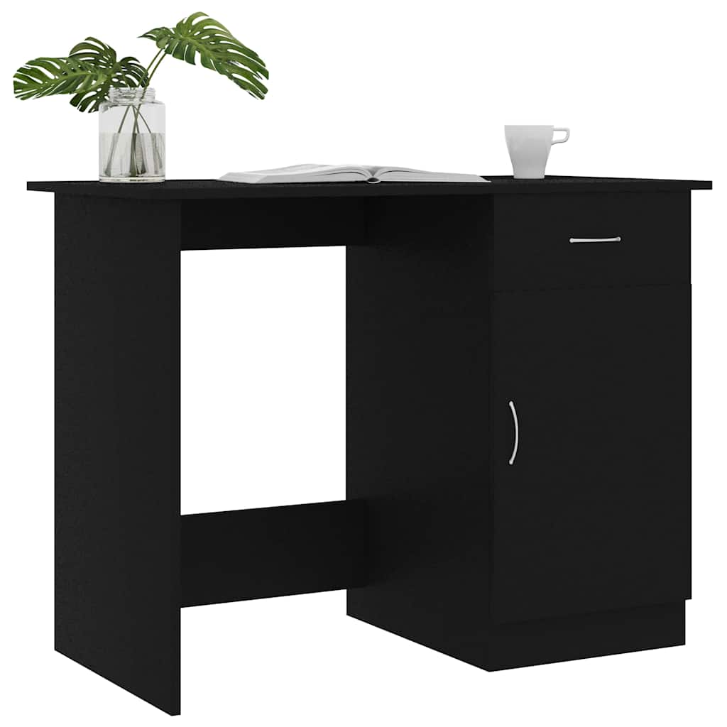 Desk, black, 100x50x76cm, engineered wood