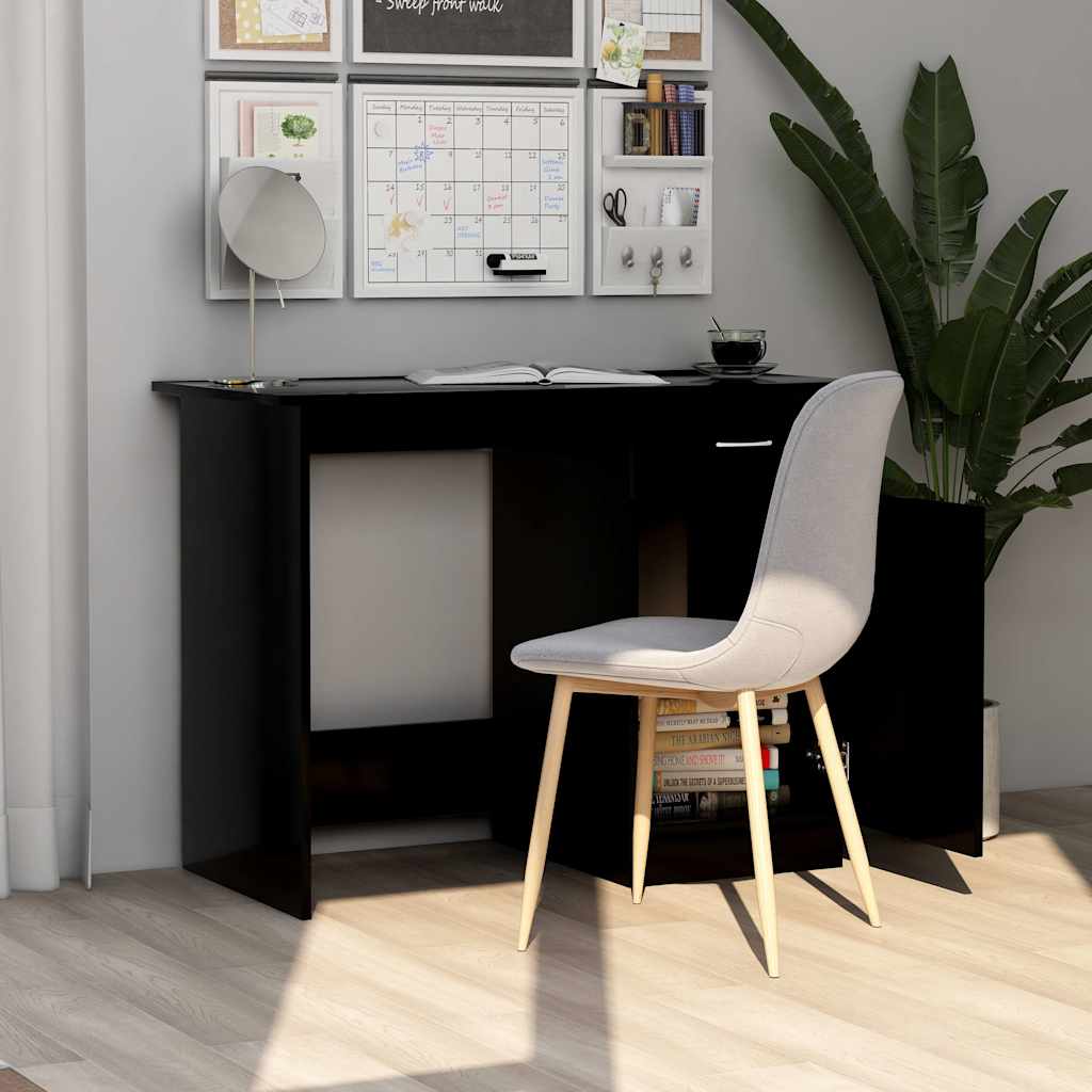 Desk, black, 100x50x76cm, engineered wood