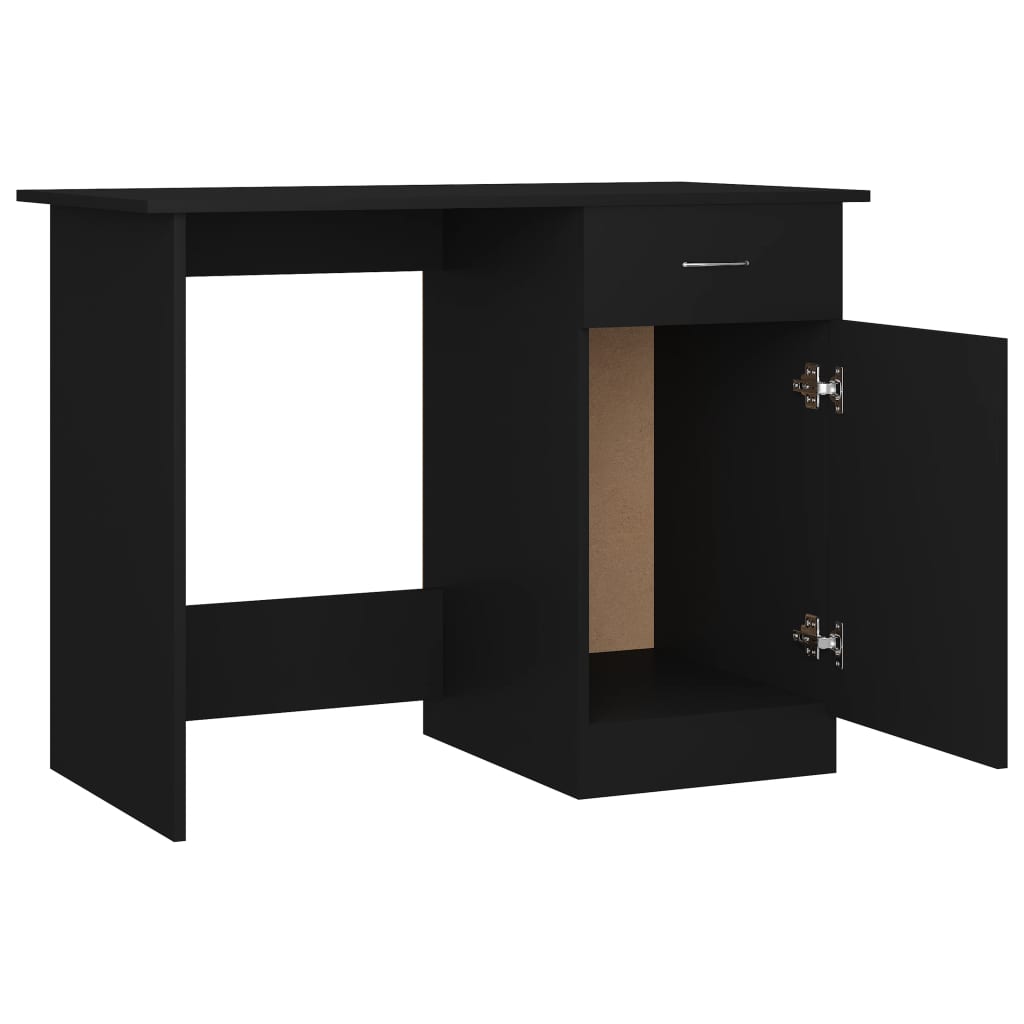 Desk, black, 100x50x76cm, engineered wood