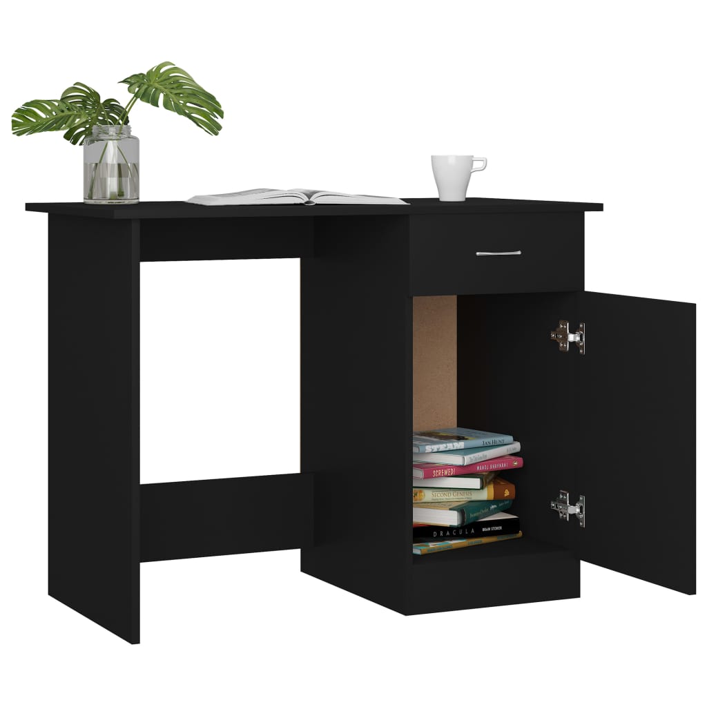 Desk, black, 100x50x76cm, engineered wood