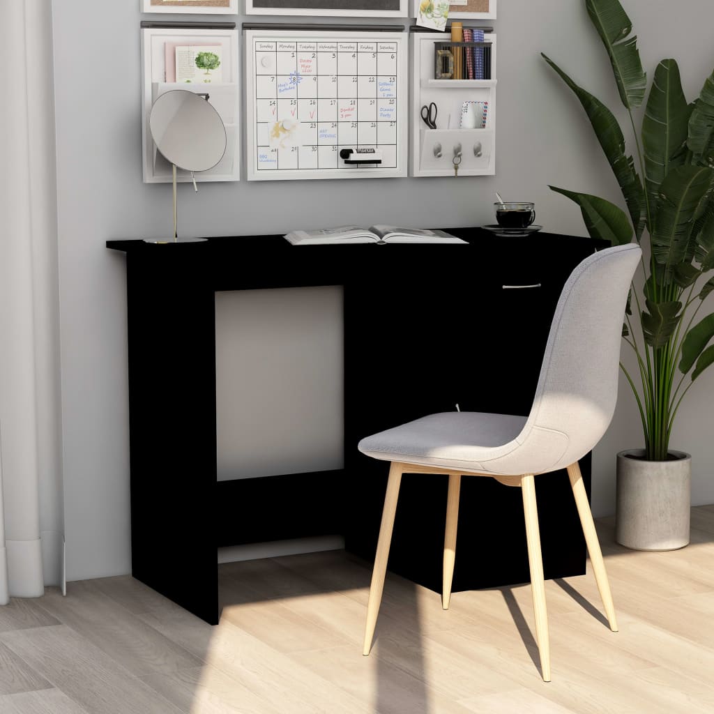 Desk, black, 100x50x76cm, engineered wood