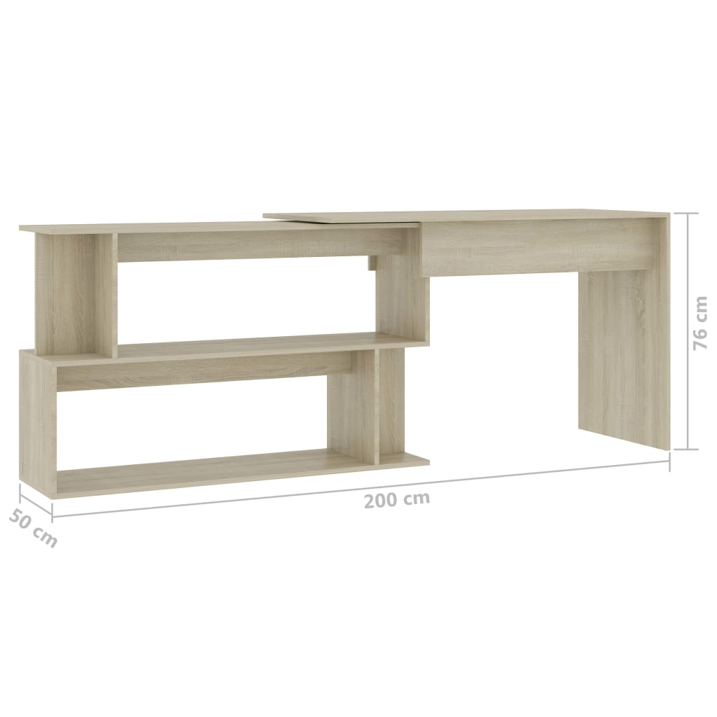 Corner desk, oak, 200x50x76cm, wood