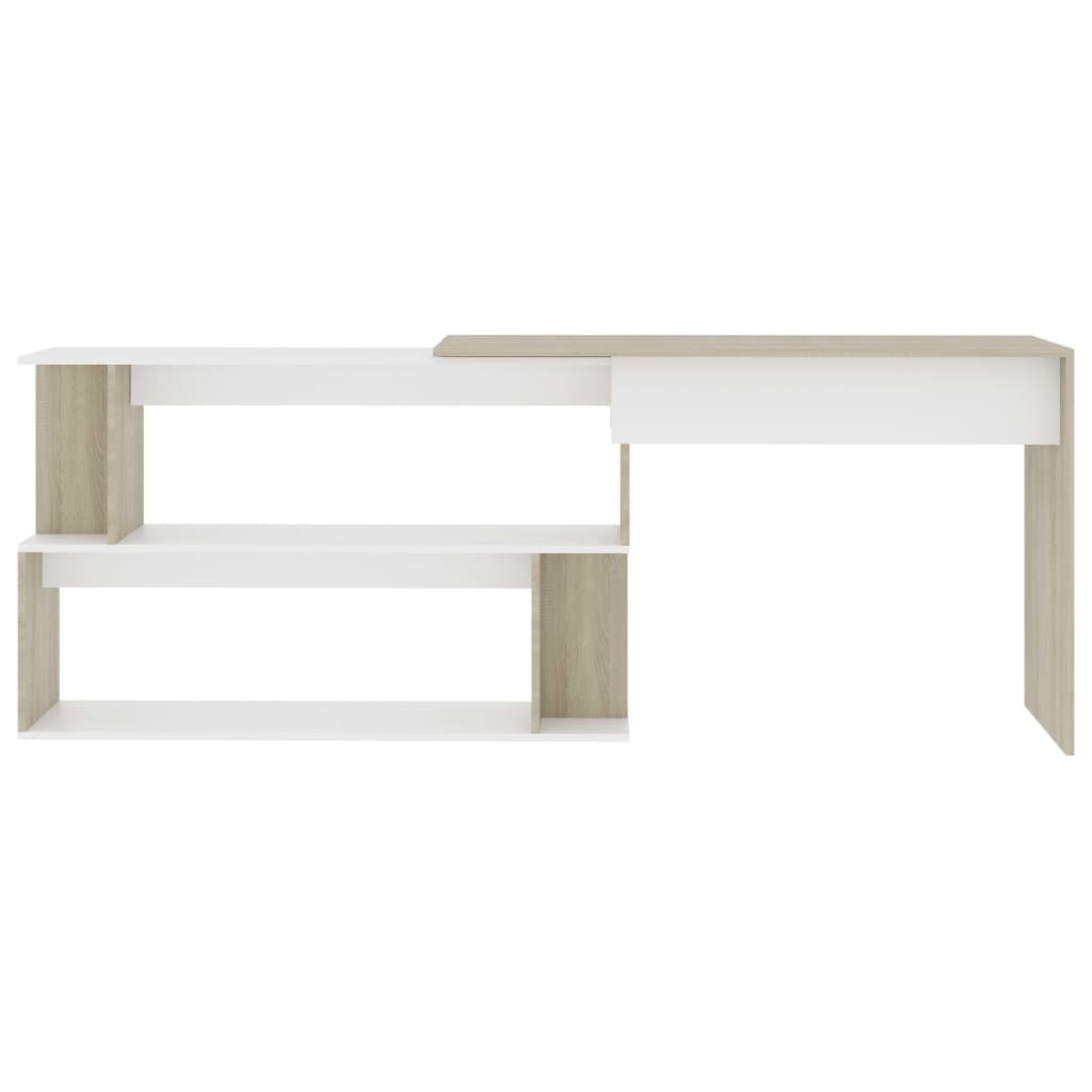 Corner desk, white/oak, 200x50x76cm, wood