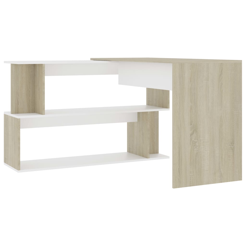 Corner desk, white/oak, 200x50x76cm, wood