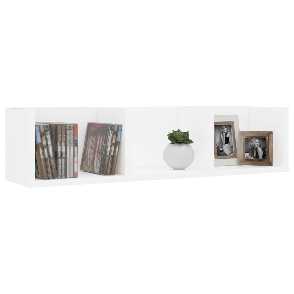 Wall-mounted CD shelf, white, 75x18x18cm, engineered wood