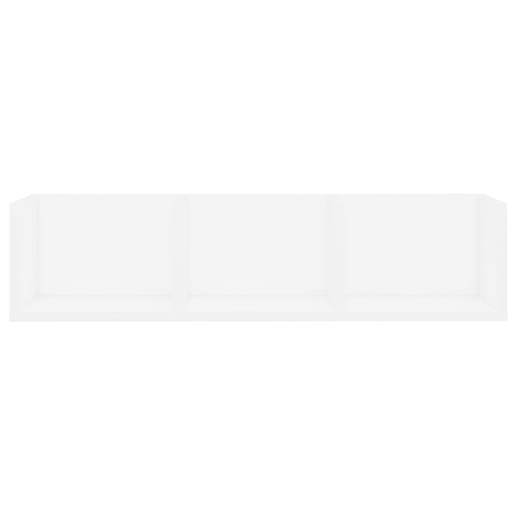 Wall-mounted CD shelf, white, 75x18x18cm, engineered wood