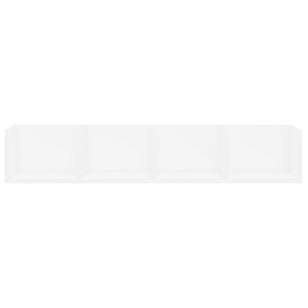 Wall-mounted CD shelf, white, 100x18x18cm, engineered wood