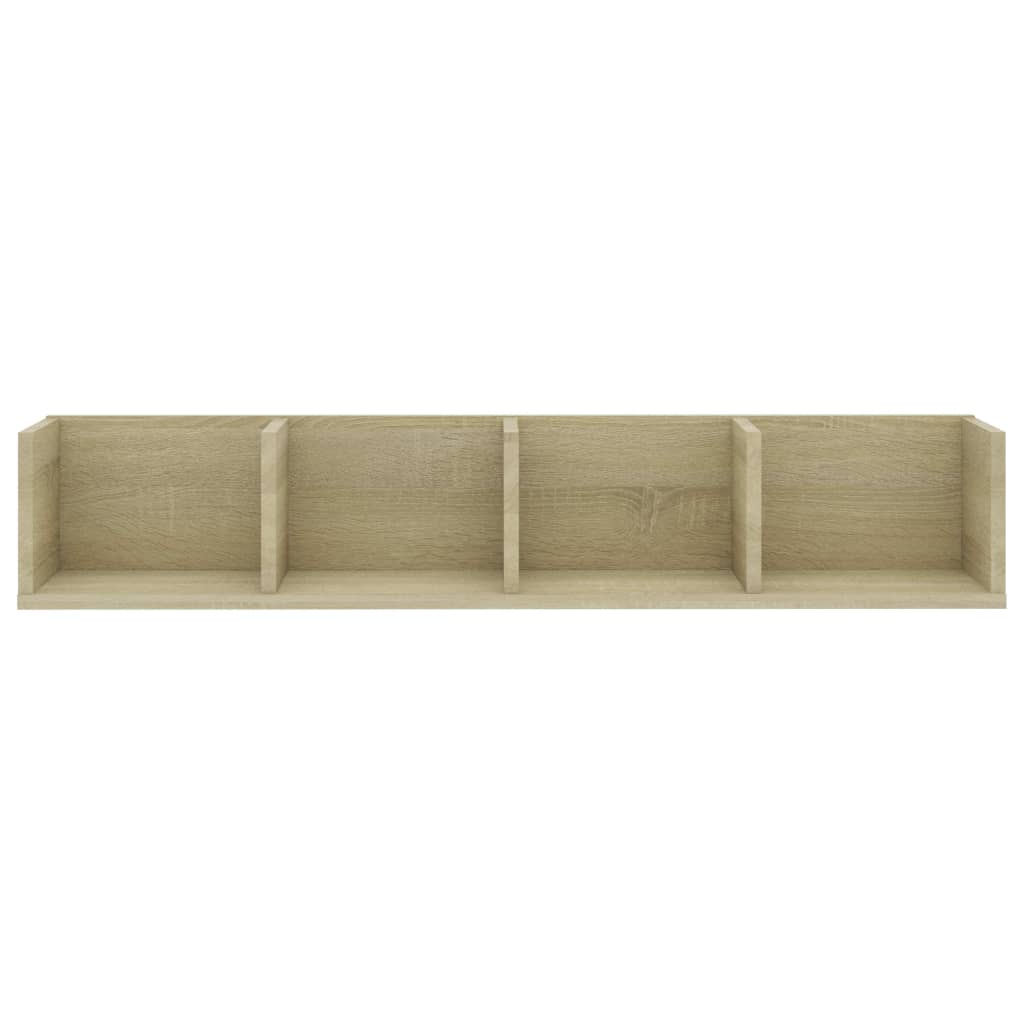Wall-mounted CD shelf, oak, 100x18x18cm, treated wood
