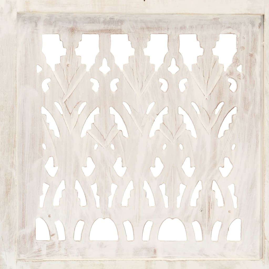 Room divider, 3-panel, white, 120x165cm, solid mango wood