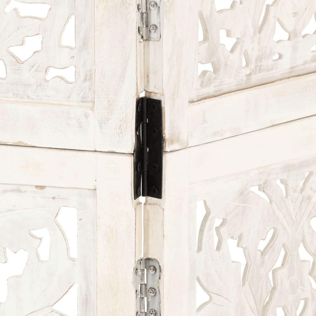 Room divider, 3-panel, white, 120x165cm, solid mango wood