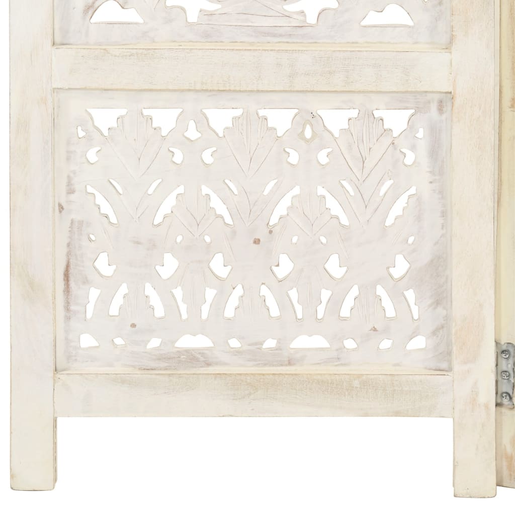 Room divider, 3-panel, white, 120x165cm, solid mango wood
