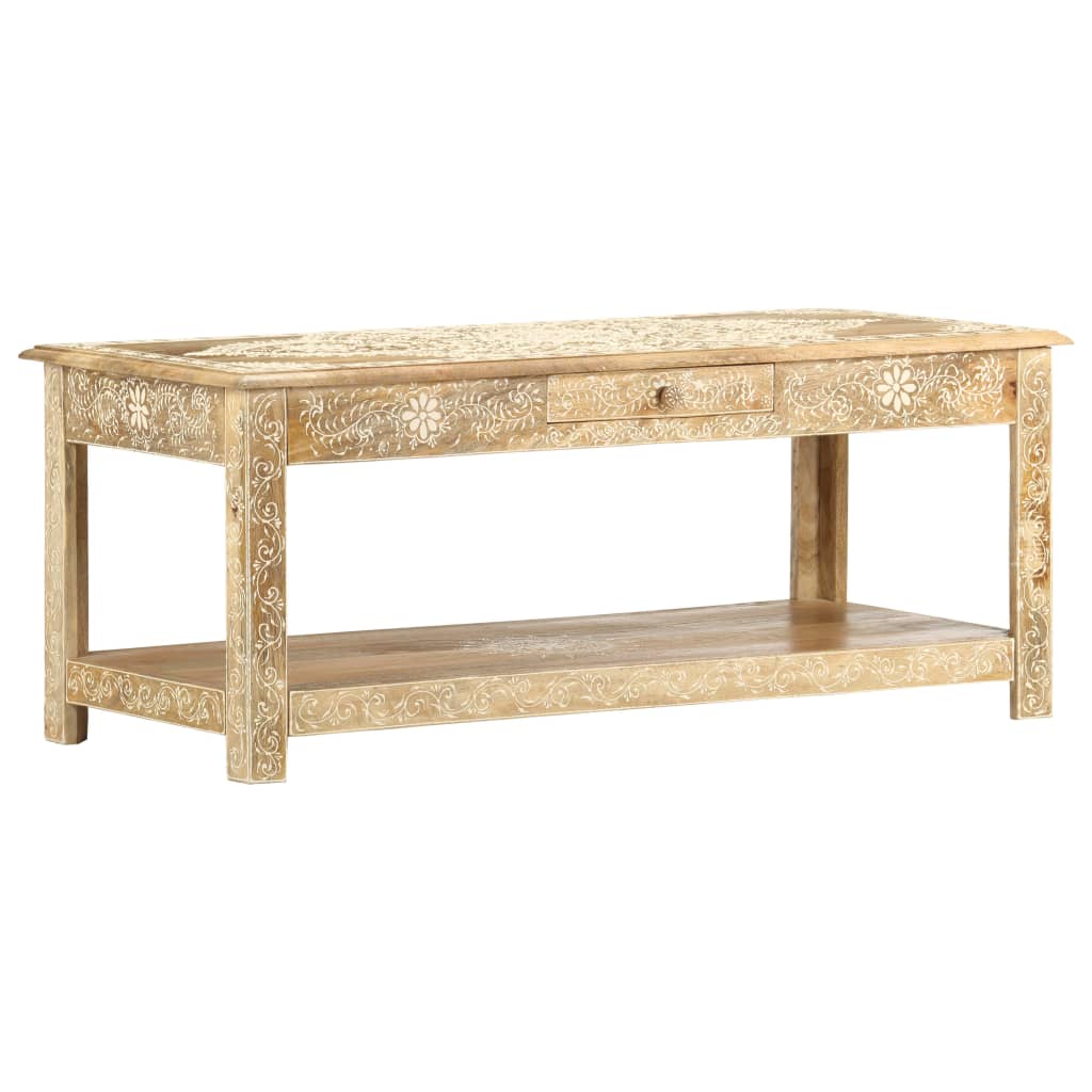 Coffee table, 110x50x45cm, solid mango wood, hand-painted