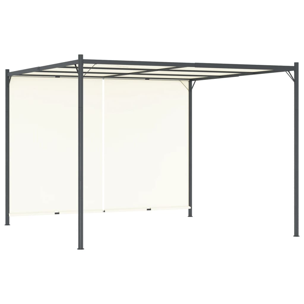 Pergolė su reguliuojamu stogu, kreminė balta, 3x3m, plienas