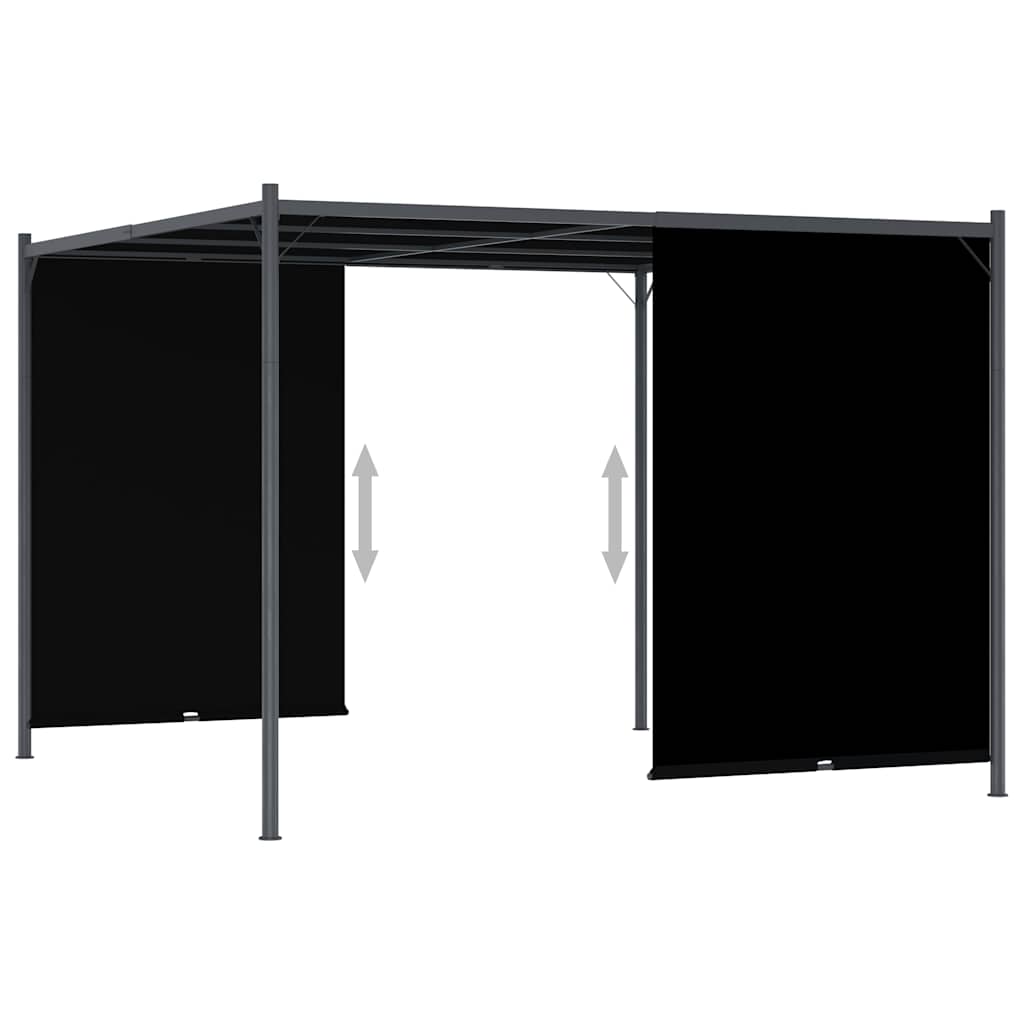 Dārza pergola ar izvelkamu jumtu, antracīta krāsā, 3x3m